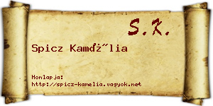 Spicz Kamélia névjegykártya